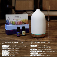 200ML Ceramic Essential Oil Diffuser - Ultrasonic Aromatherapy & Humidifier with 7-Color LED Lights, Auto Shut-Off, Wood Grain Base, 1H/3H/6H Timer | Scent for Home, Office, Yoga 1 Pack Wood