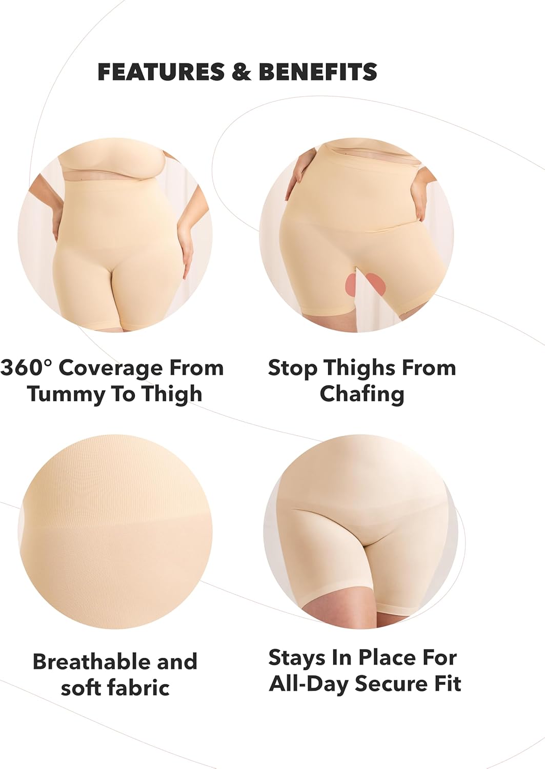 SHAPERMINT Shapewear for Women - High-Waisted Shapewear Tummy Control Shorts, Faja Body Shaper, Underwear for Women 4X-Large Nude