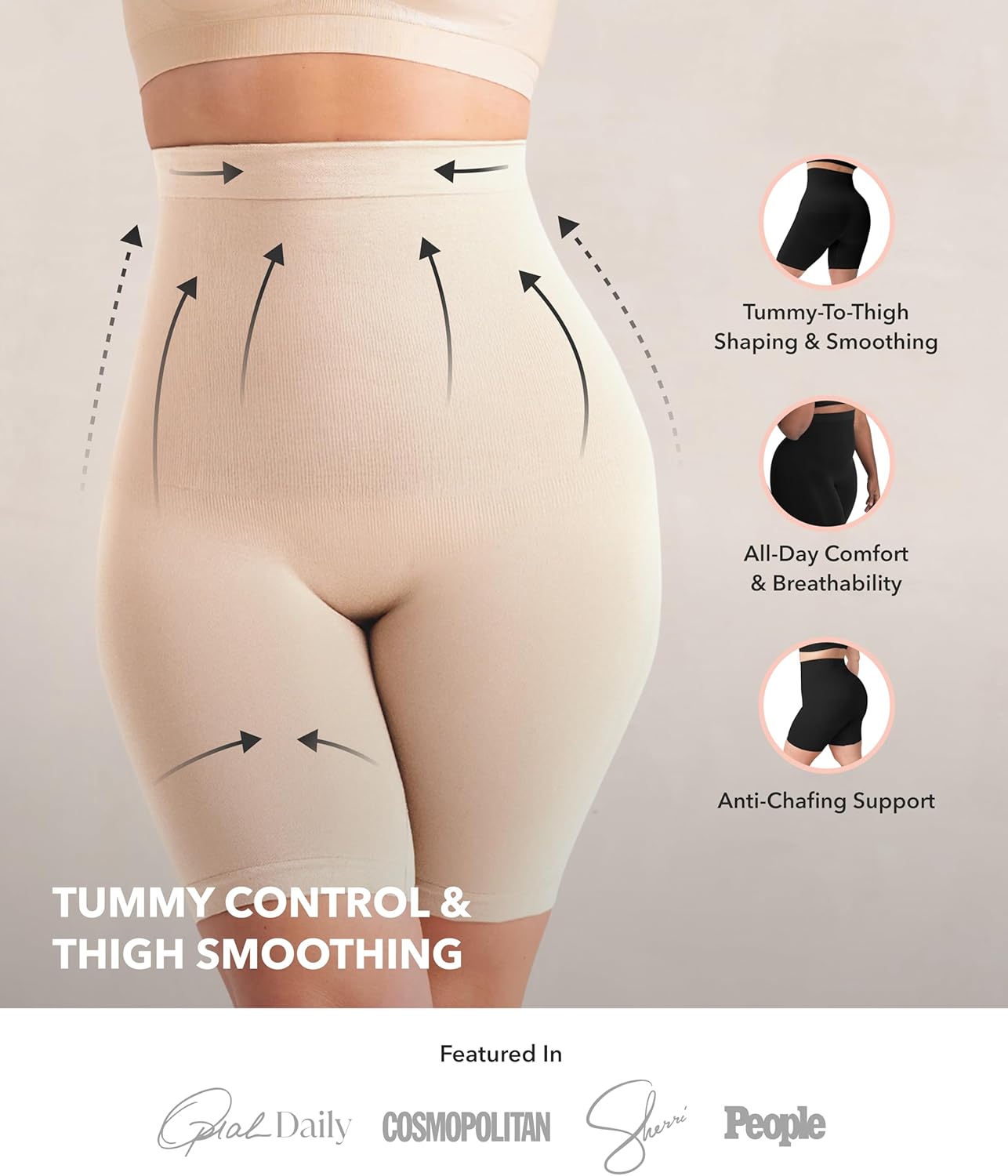 SHAPERMINT Shapewear for Women - High-Waisted Shapewear Tummy Control Shorts, Thigh Slimmer, Underwear for Women 4X-Large Nude