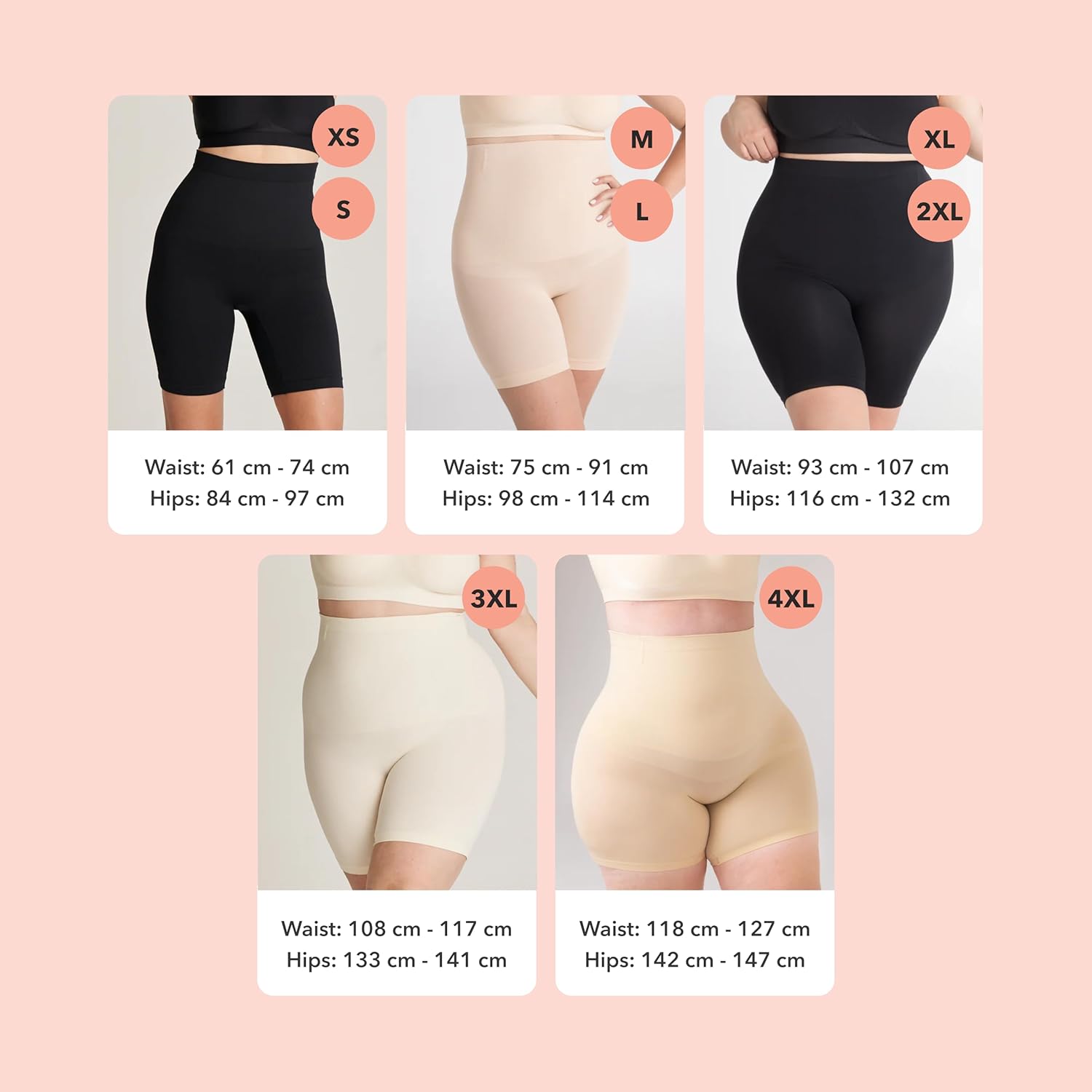SHAPERMINT Shapewear for Women - High-Waisted Shapewear Tummy Control Shorts, Thigh Slimmer, Underwear for Women 4X-Large Nude