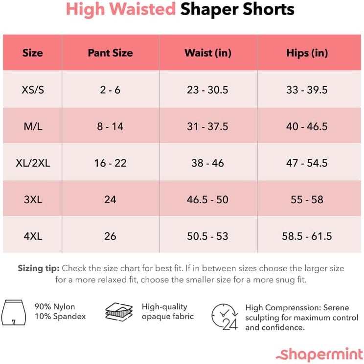 SHAPERMINT High Waisted Body Shaper Shorts Shapewear for Women Tummy Control Thigh Slimming Technology 4X-Large Nude