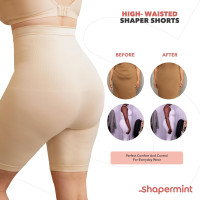 SHAPERMINT High Waisted Body Shaper Shorts Shapewear for Women Tummy Control Thigh Slimming Technology 4X-Large Nude