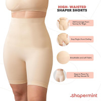 SHAPERMINT High Waisted Body Shaper Shorts Shapewear for Women Tummy Control Thigh Slimming Technology 4X-Large Nude