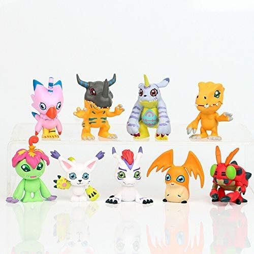 LUMAN Crazy 9 pcs Digital Monster Adventure Agumon Gabumon Mini PVC Figures Set Digimon Toys, 1.7 - 1.9 Inches