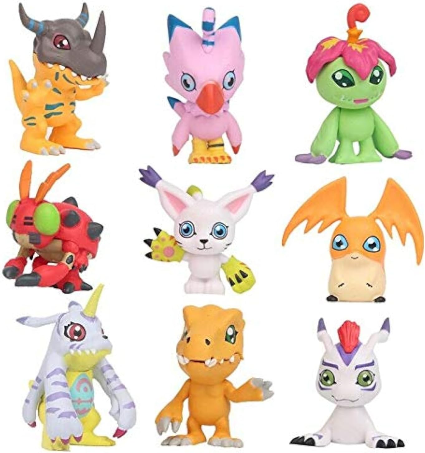 LUMAN Crazy 9 pcs Digital Monster Adventure Agumon Gabumon Mini PVC Figures Set Digimon Toys, 1.7 - 1.9 Inches