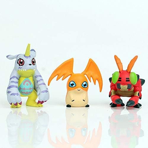 LUMAN Crazy 9 pcs Digital Monster Adventure Agumon Gabumon Mini PVC Figures Set Digimon Toys, 1.7 - 1.9 Inches