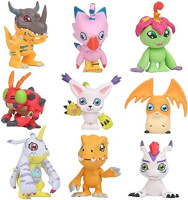 LUMAN Crazy 9 pcs Digital Monster Adventure Agumon Gabumon Mini PVC Figures Set Digimon Toys, 1.7 - 1.9 Inches