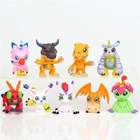 LUMAN Crazy 9 pcs Digital Monster Adventure Agumon Gabumon Mini PVC Figures Set Digimon Toys, 1.7 - 1.9 Inches