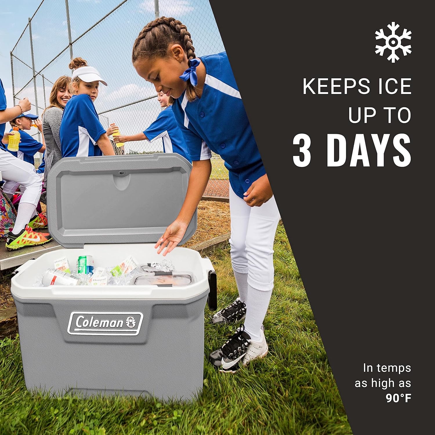 Coleman Classic Series Insulated Portable Cooler, Leak-Resistant Outdoor Hard Cooler Keeps Ice up to 5 Days, 52/70/120/150 Quart 52qt Rock Grey