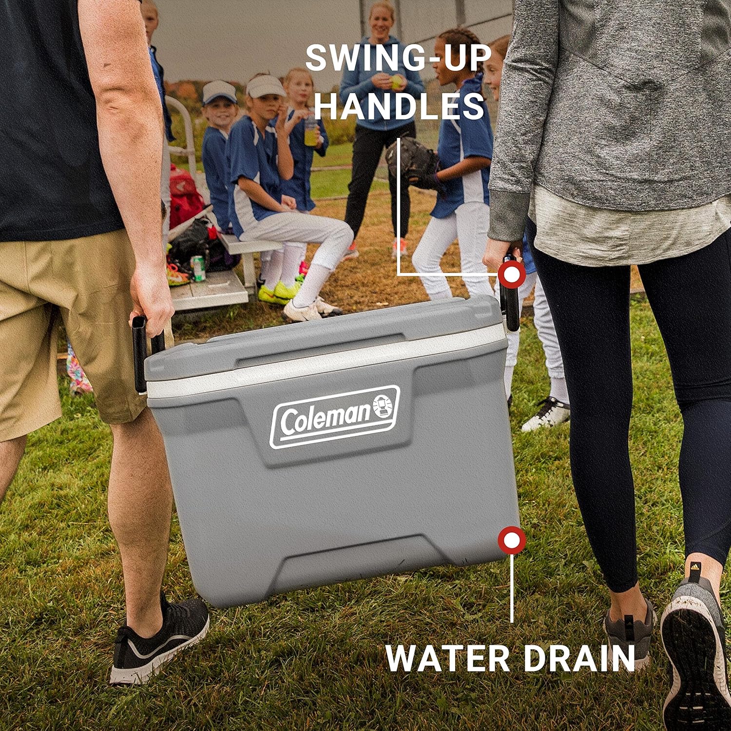 Coleman Classic Series Insulated Portable Cooler, Leak-Resistant Outdoor Hard Cooler Keeps Ice up to 5 Days, 52/70/120/150 Quart 52qt Rock Grey