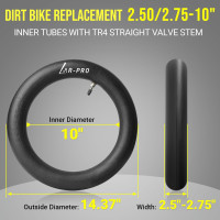 AR-PRO (2-Pack) 2.50/2.75-10 Dirt Bike Replacement Inner Tubes Heavy Duty|Compatible with Honda Crf50 /Xr50, Razor MX650 / MX500, Suzuki DRZ70 / JR50, Yamaha PW50 2.50/2.75-10