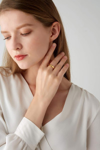 PDWZNBA Love Friendship Ring 18K Gold-Plated Stainless Steel Promise Ring Wedding Band Jewelry Birthday Gifts for Women Ogold 7