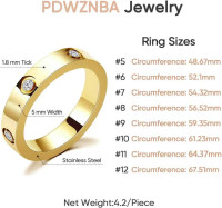 PDWZNBA Love Friendship Ring 18K Gold-Plated Stainless Steel Promise Ring Wedding Band Jewelry Birthday Gifts for Women Ogold 7