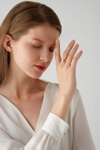 PDWZNBA Love Friendship Ring 18K Gold-Plated Stainless Steel Promise Ring Wedding Band Jewelry Birthday Gifts for Women Ogold 7