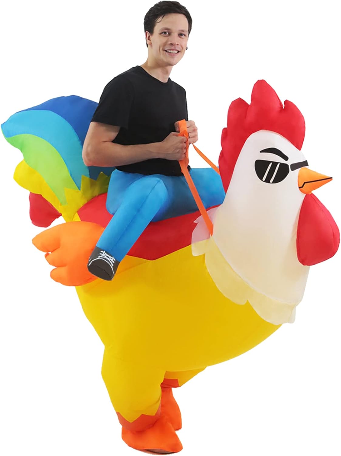 KOOY Inflatable Costume Adult, Riding Chicken Costume for Men/Women, Blow up Ride on Rooster, Funny Halloween Costumes Adult Christmas Holiday Party Suit