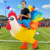 KOOY Inflatable Costume Adult, Riding Chicken Costume for Men/Women, Blow up Ride on Rooster, Funny Halloween Costumes Adult Christmas Holiday Party Suit