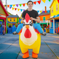 KOOY Inflatable Costume Adult, Riding Chicken Costume for Men/Women, Blow up Ride on Rooster, Funny Halloween Costumes Adult Christmas Holiday Party Suit