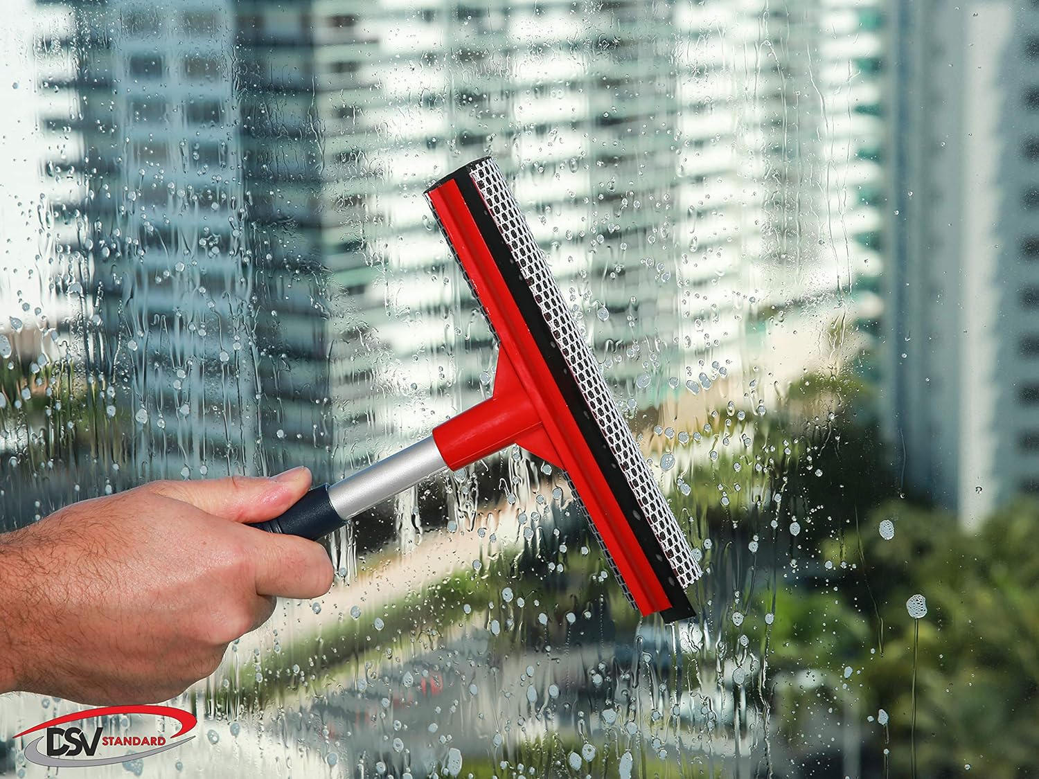 DSV Standard Window Squeegee for Window Cleaning, Window Cleaner Tool for Car Windshield, Shower Door, Boat | 2-in-1 Mini Squeegee for Home | Windshield Squeegee Kit for Car Windows Handheld Squeegee