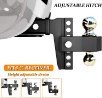 VNN Adjustable Trailer Hitch, Fits 2-Inch Receiver Only, 6-Inch Drop/Rise Aluminum Drop Hitch, 12,500 LBS GTW-Drop Hitch Ball Mount for Heavy Duty Truck, Black