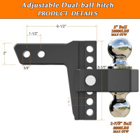 VNN Adjustable Trailer Hitch, Fits 2-Inch Receiver Only, 6-Inch Drop/Rise Aluminum Drop Hitch, 12,500 LBS GTW-Drop Hitch Ball Mount for Heavy Duty Truck, Black