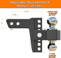 VNN Adjustable Trailer Hitch, Fits 2-Inch Receiver Only, 6-Inch Drop/Rise Aluminum Drop Hitch, 12,500 LBS GTW-Drop Hitch Ball Mount for Heavy Duty Truck, Black