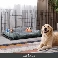 CAPHAUS Foldable Dog Crate Wire Metal Dog Kennel w/Leak-Proof Pan & Protecting Feet & Divider Panel, Single or Double Door, Small, Medium & Large Dog Crate Indoor Cage, 30” w/Single Door Black 30