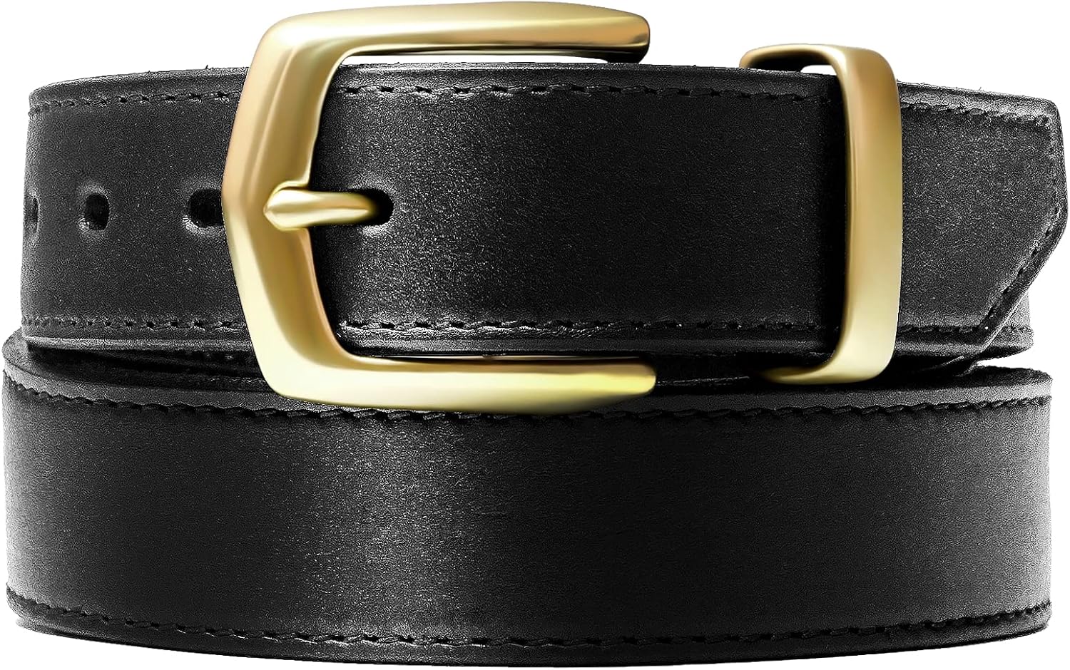 Leather Gun Belt with Steel Core, Gun Belts for Men, Tactical Concealed Carry Belt CCW… Black Belt/Brass Buckle 38