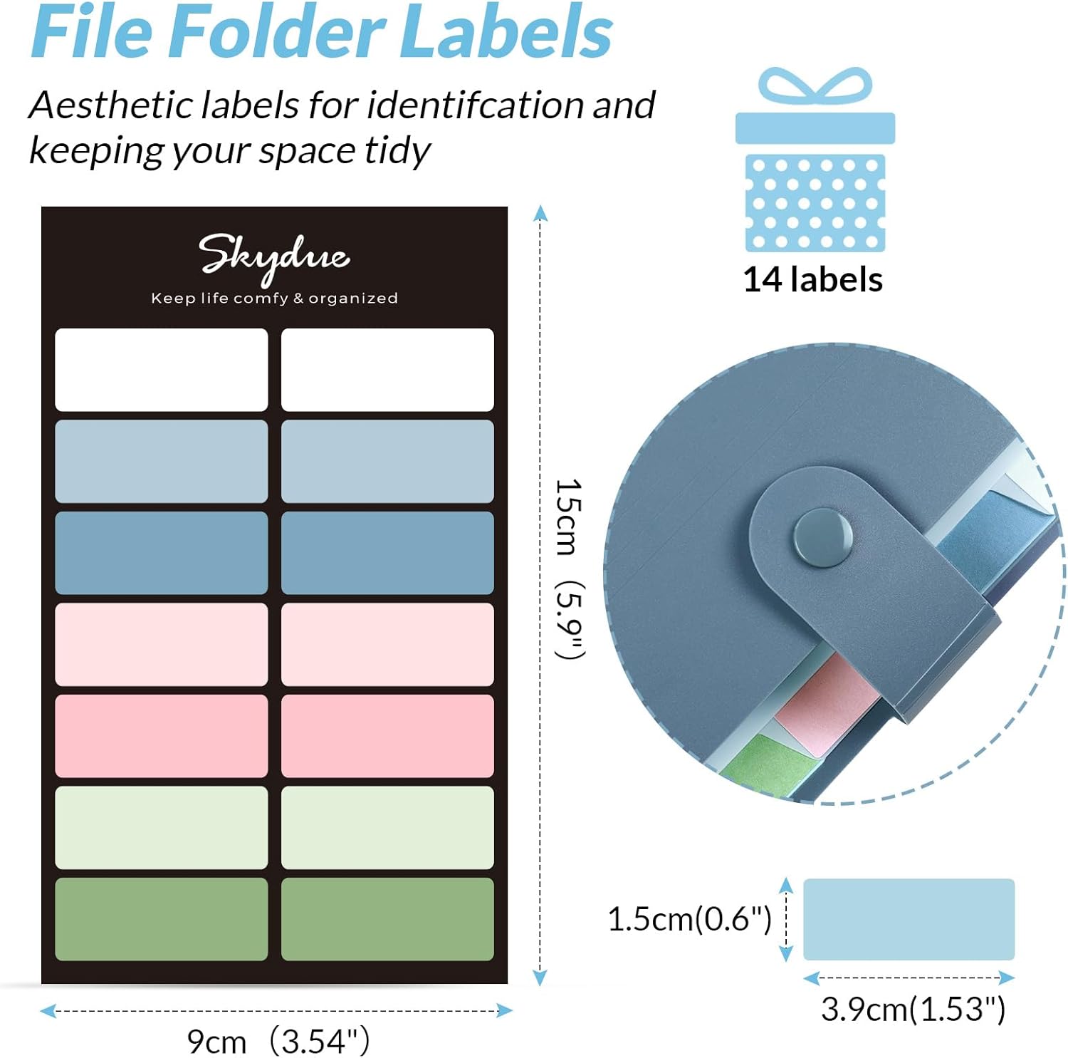 SKYDUE Expanding File Organizer with 8 Pockets, Accordion File Folders with Labels, Portable Document Paper Bill Receipt Organizer, Home College School Office Supplies, Letter Size, Blue Haze Blue