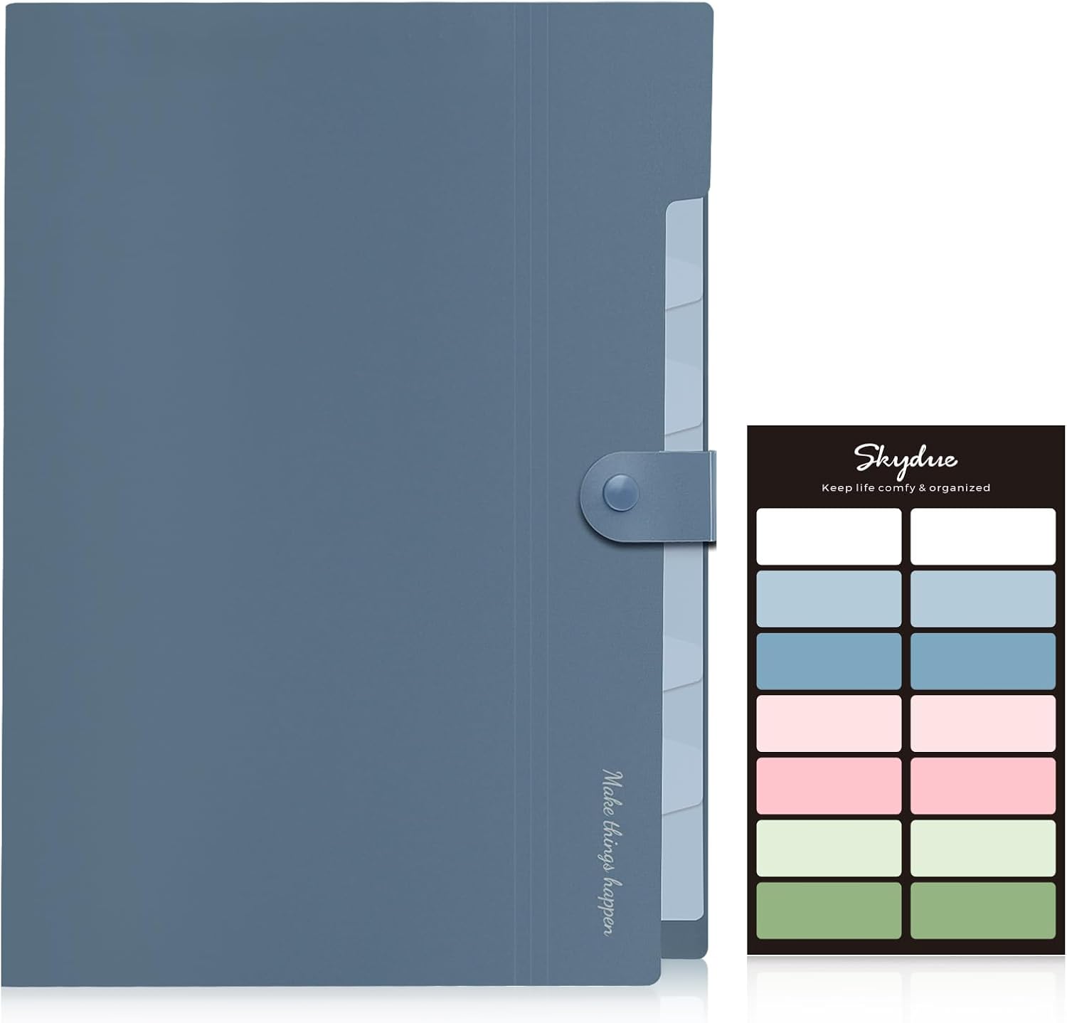 SKYDUE Expanding File Organizer with 8 Pockets, Accordion File Folders with Labels, Portable Document Paper Bill Receipt Organizer, Home College School Office Supplies, Letter Size, Blue Haze Blue