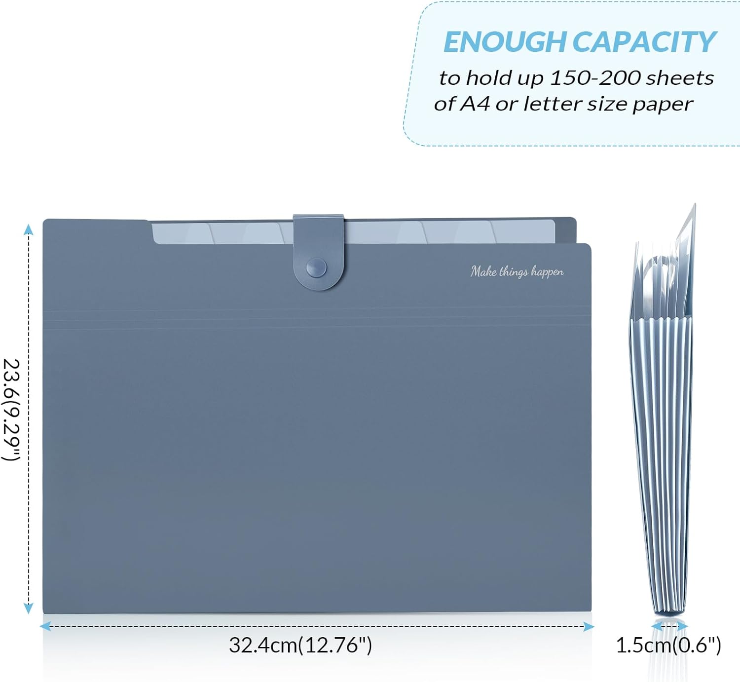 SKYDUE Expanding File Organizer with 8 Pockets, Accordion File Folders with Labels, Portable Document Paper Bill Receipt Organizer, Home College School Office Supplies, Letter Size, Blue Haze Blue