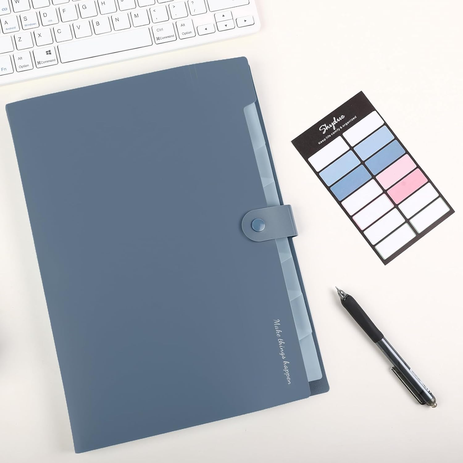 SKYDUE Expanding File Organizer with 8 Pockets, Accordion File Folders with Labels, Portable Document Paper Bill Receipt Organizer, Home College School Office Supplies, Letter Size, Blue Haze Blue