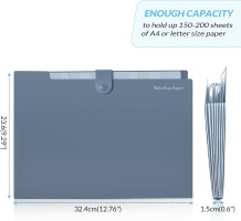 SKYDUE Expanding File Organizer with 8 Pockets, Accordion File Folders with Labels, Portable Document Paper Bill Receipt Organizer, Home College School Office Supplies, Letter Size, Blue Haze Blue