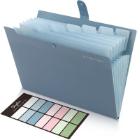 SKYDUE Expanding File Organizer with 8 Pockets, Accordion File Folders with Labels, Portable Document Paper Bill Receipt Organizer, Home College School Office Supplies, Letter Size, Blue Haze Blue