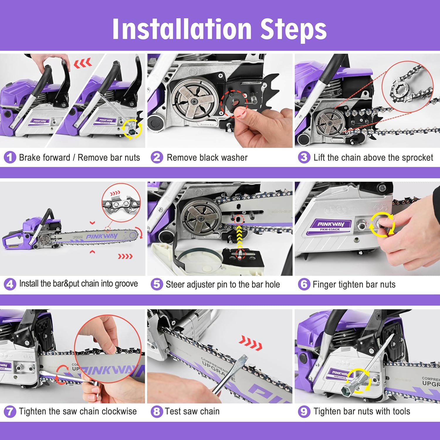 2-cycle 63CC Chainsaw Saw Gas Powered 20