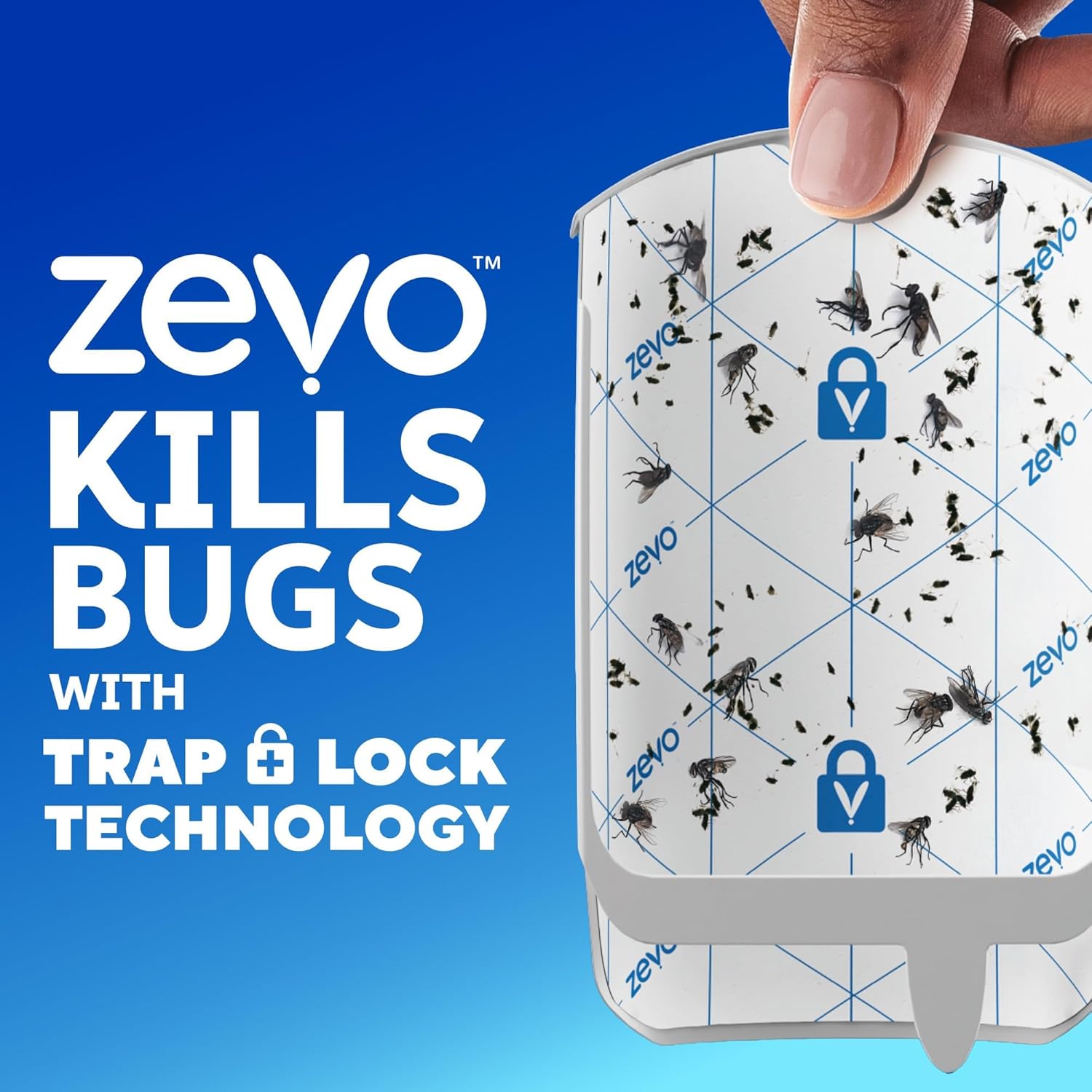Zevo Flying Insect Trap & 3 Refill Cartridges - Plug in Fly Trap & Indoor Bug Catcher for Gnats, House & Fruit Flies - Blue & UV Light Technology, Mess-Free Alternative to Bug Zapper 1 Device & 3 Cartridges