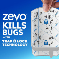 Zevo Flying Insect Trap & 3 Refill Cartridges - Plug in Fly Trap & Indoor Bug Catcher for Gnats, House & Fruit Flies - Blue & UV Light Technology, Mess-Free Alternative to Bug Zapper 1 Device & 3 Cartridges