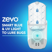 Zevo Flying Insect Trap & 3 Refill Cartridges - Plug in Fly Trap & Indoor Bug Catcher for Gnats, House & Fruit Flies - Blue & UV Light Technology, Mess-Free Alternative to Bug Zapper 1 Device & 3 Cartridges