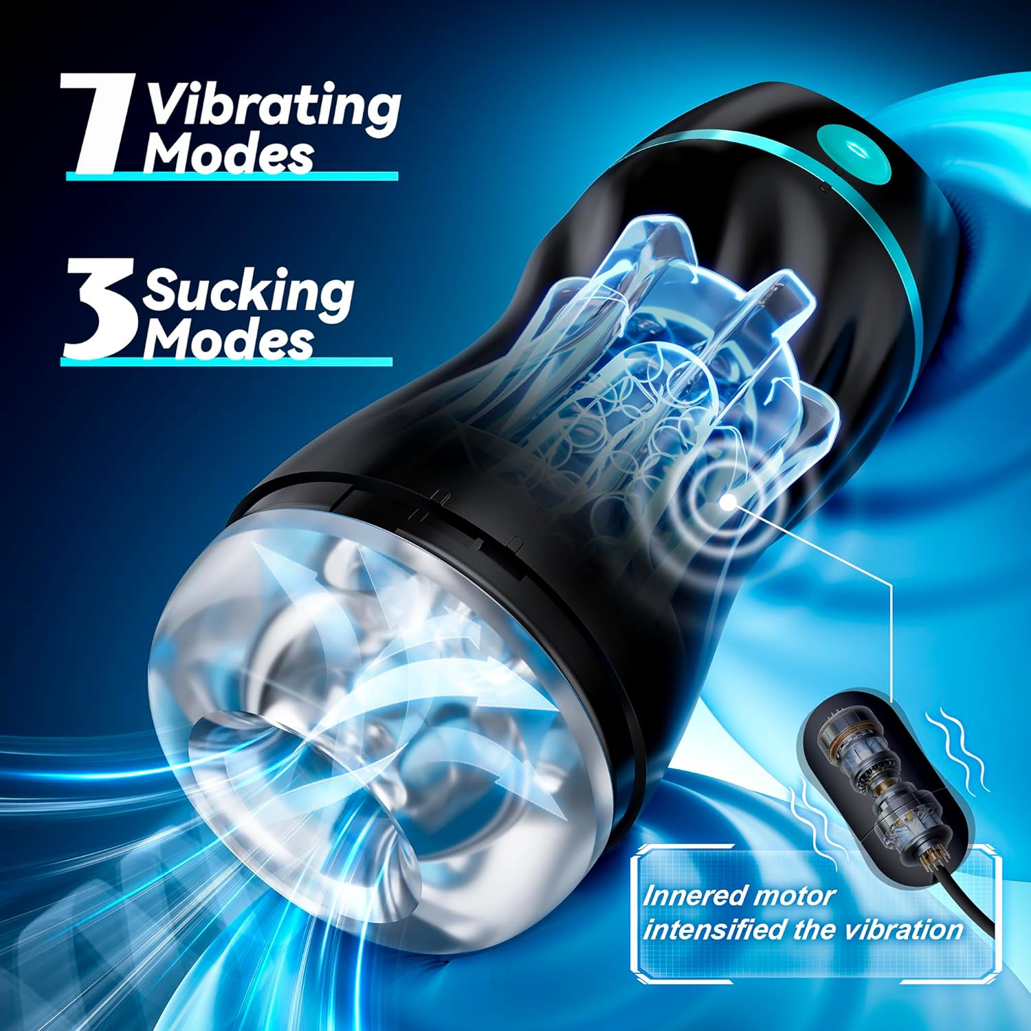 AI Interactive Sucking Male Masturbators - 7 Vibration & Suction Hands Free Pocket Pussy Male Stroker with 3D Realistic Textured, Blowjob Toy Penis Pump Adult Male Sex Toys for Men Sex Machine Black