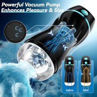 AI Interactive Sucking Male Masturbators - 7 Vibration & Suction Hands Free Pocket Pussy Male Stroker with 3D Realistic Textured, Blowjob Toy Penis Pump Adult Male Sex Toys for Men Sex Machine Black