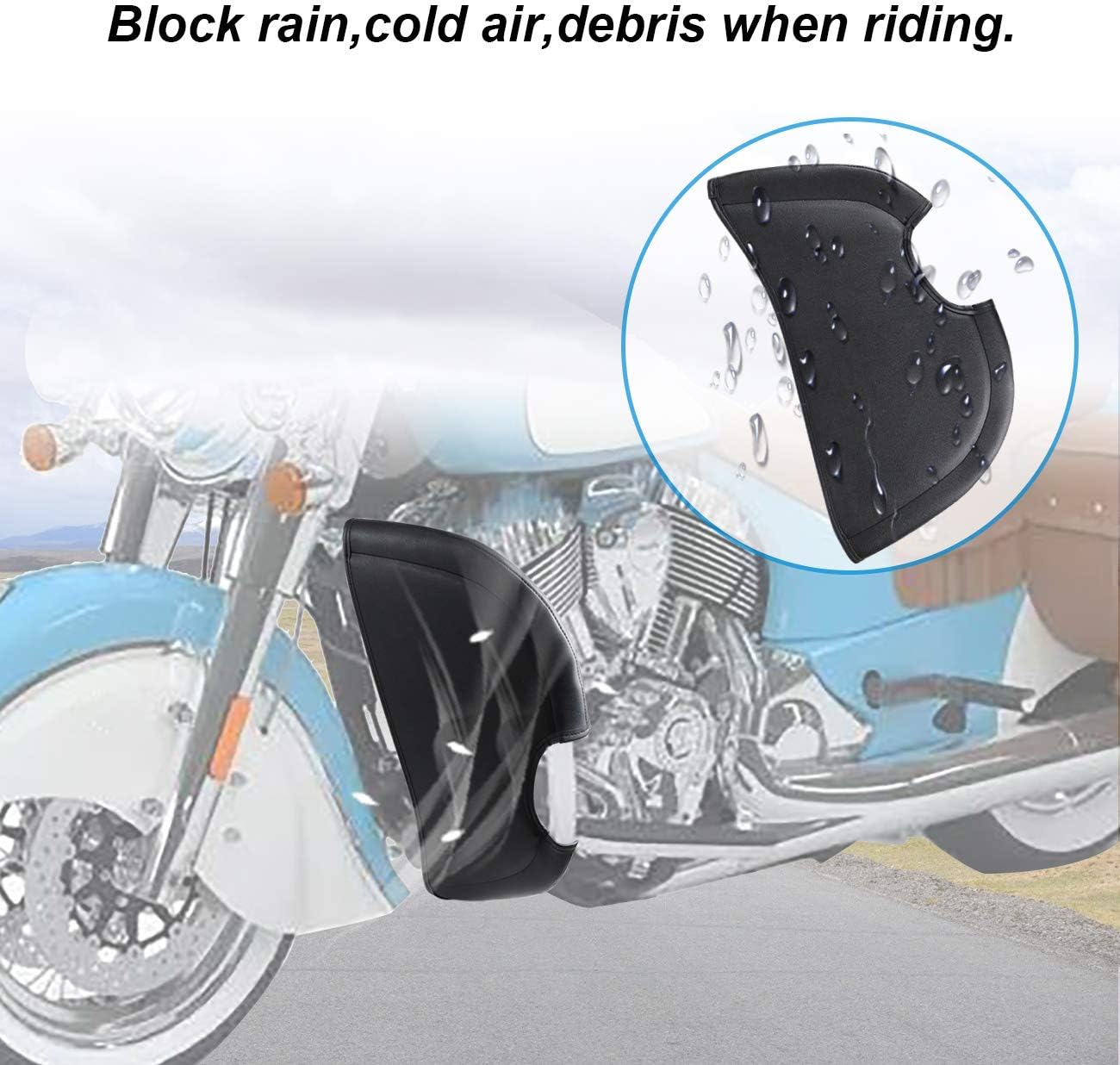 Highway Crash Bar Cover Soft Closeouts Soft Lowers Chaps Leg Warmer Bag Rain Wind Lower Deflectors Guard Cover Compatible With For 2014-2020 Indian Chief Chieftain Thunder Stroke Models