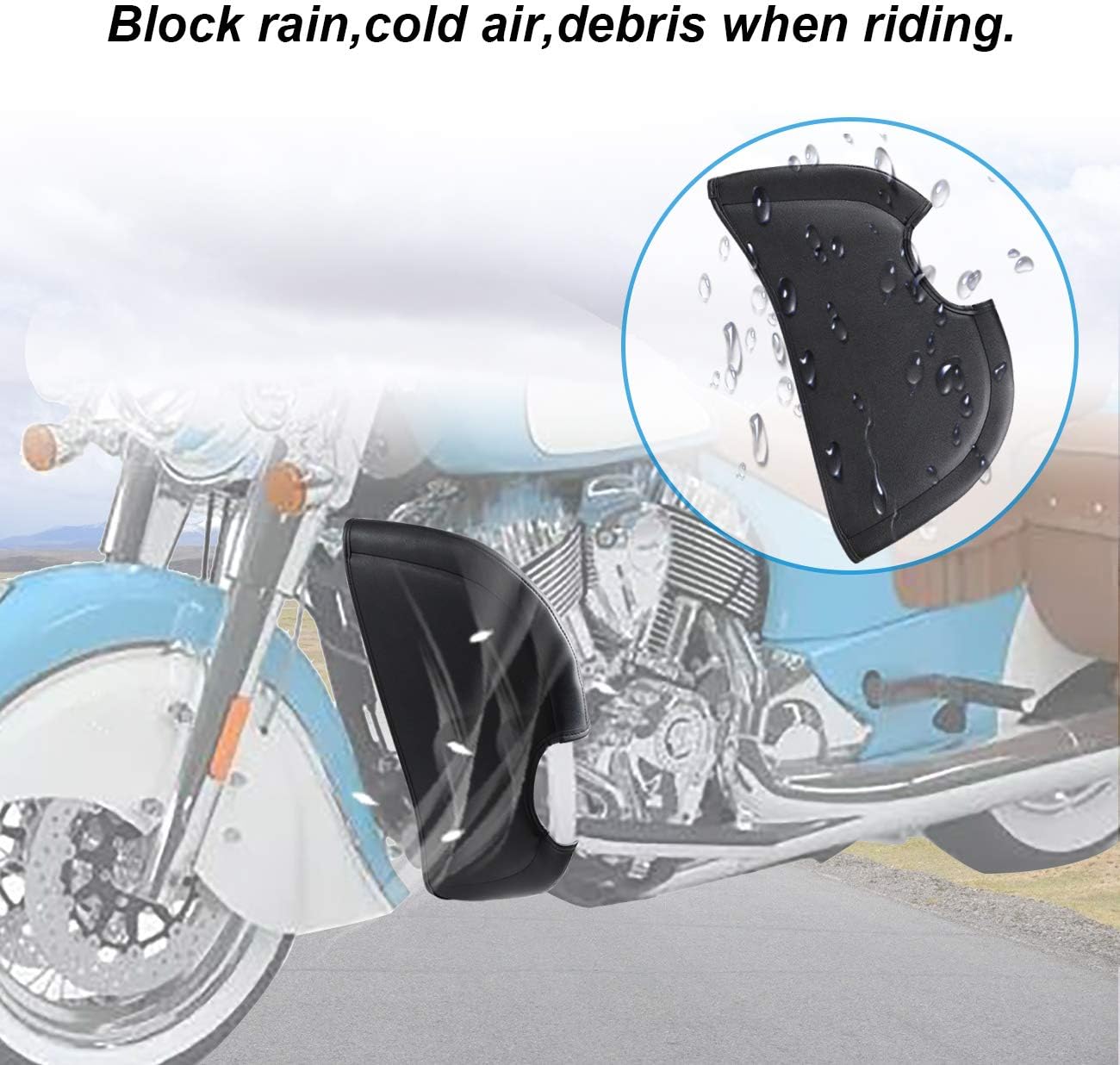 AUFER Highway Crash Bar Cover Soft Closeouts Soft Lowers Chaps Leg Warmer Bag Rain Wind Lower Deflectors Guard Cover Compatible With For 2014-2020 Indian Chief Chieftain Thunder Stroke Models