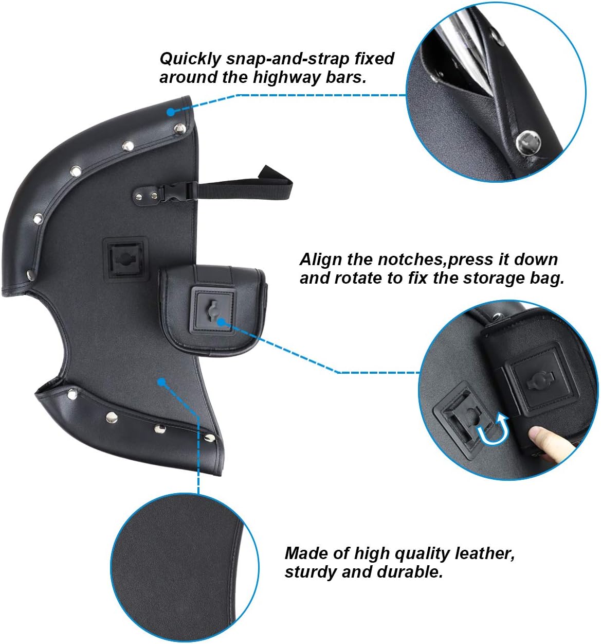 AUFER Highway Crash Bar Cover Soft Closeouts Soft Lowers Chaps Leg Warmer Bag Rain Wind Lower Deflectors Guard Cover Compatible With For 2014-2020 Indian Chief Chieftain Thunder Stroke Models