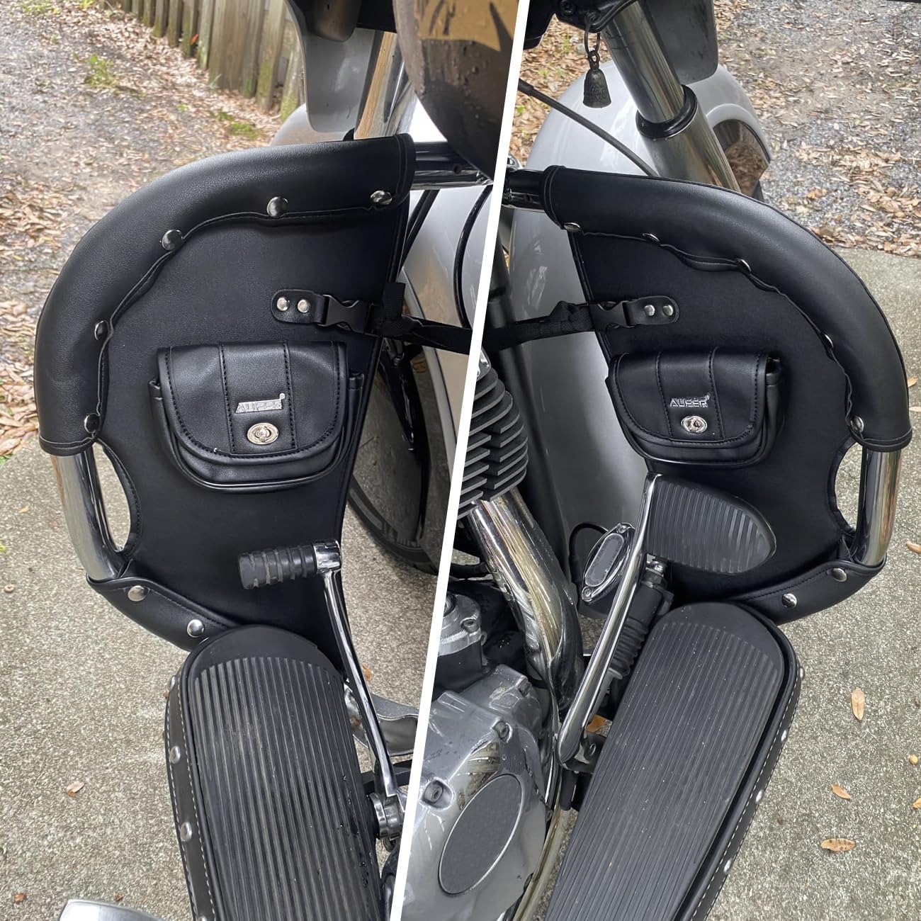 AUFER Highway Crash Bar Cover Soft Closeouts Soft Lowers Chaps Leg Warmer Bag Rain Wind Lower Deflectors Guard Cover Compatible With For 2014-2020 Indian Chief Chieftain Thunder Stroke Models
