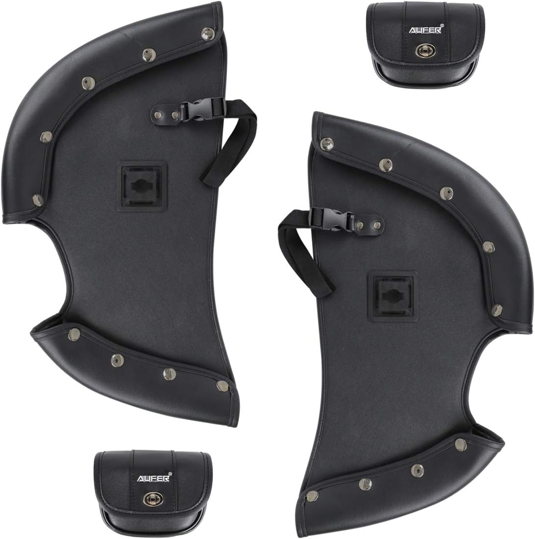 AUFER Highway Crash Bar Cover Soft Closeouts Soft Lowers Chaps Leg Warmer Bag Rain Wind Lower Deflectors Guard Cover Compatible With For 2014-2020 Indian Chief Chieftain Thunder Stroke Models