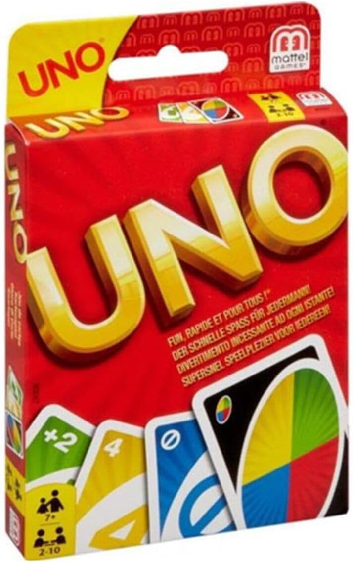 UNO - Classic Colour & Number Matching Card Game - 112 Cards - Customizable & Erasable Wild - Special Action Cards Included - Gift for Kids 7+, W2087 Uno Classic