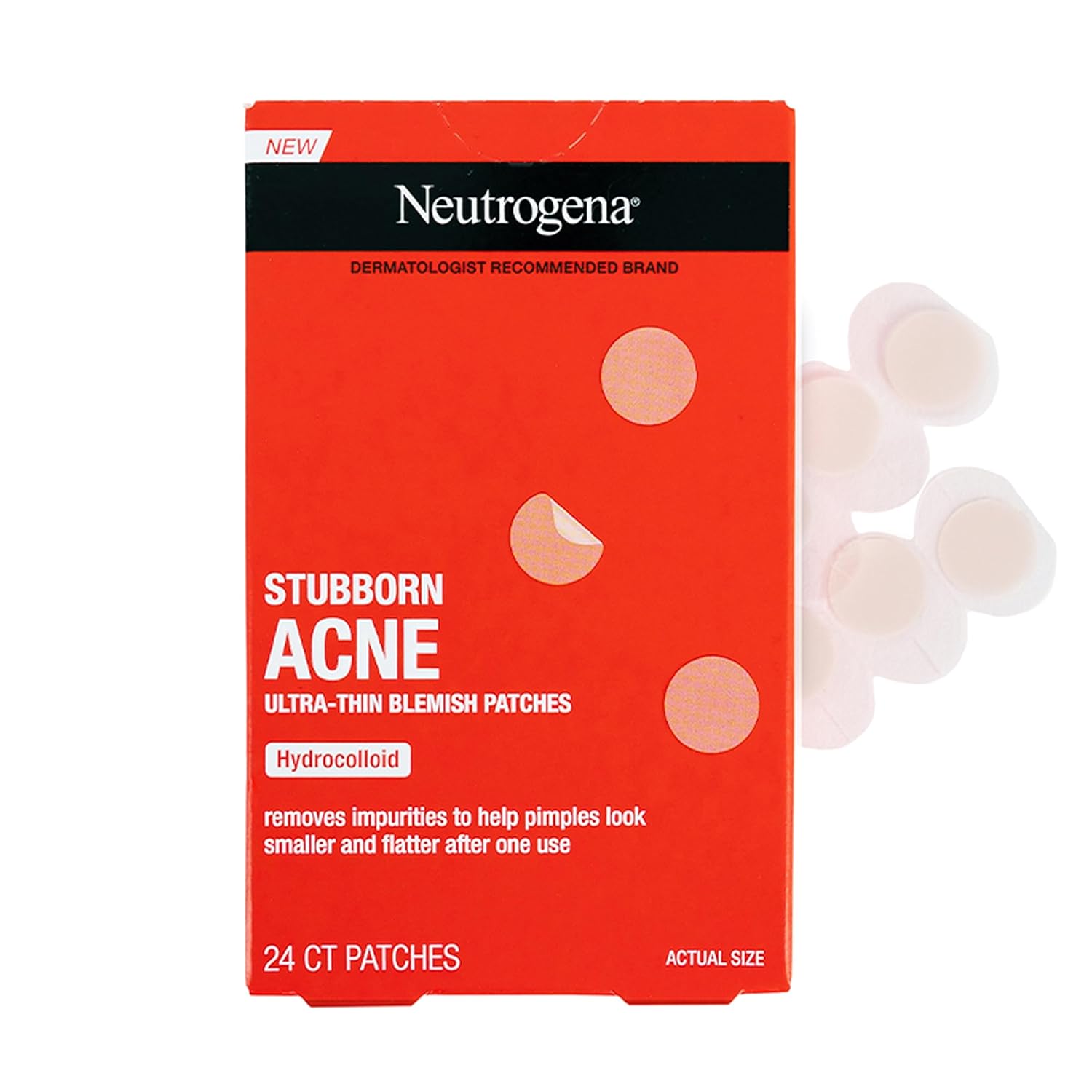 Neutrogena Stubborn Acne Pimple Patches, Acne Treatment for Face, Ultra-Thin Hydrocolloid Spot Stickers Provide Optimal Healing for Pimples, 24 Patches 24ct