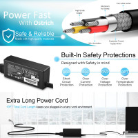 Charger Compatible with HP Laptop Computer 65W 45W Smart Blue Tip Power Adapter