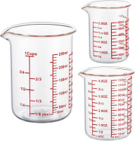 High Borosilicate Glass Measuring Cup Set-V-Shaped Spout,Includes 60ml(2OZ), 120ml(4OZ), and 250ml(8OZ) Glass Measuring Beaker for Kitchen or Restaurant, Easy to Read 60ml/120ml/250ml Measuring Cup Set