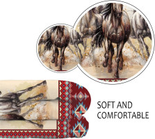 CLOHOMIN Native American Horse Animal Throw Blanket for Bed Couch Travel, Aztec Navajo Saddle Southwest Running Horses Plush Blanket Flannel Microfiber Soft Fuzzy Throw Blanket All Season fit Horse Animal Print 2XL-(55.1''x70.9'')