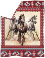 CLOHOMIN Native American Horse Animal Throw Blanket for Bed Couch Travel, Aztec Navajo Saddle Southwest Running Horses Plush Blanket Flannel Microfiber Soft Fuzzy Throw Blanket All Season fit Horse Animal Print 2XL-(55.1''x70.9'')